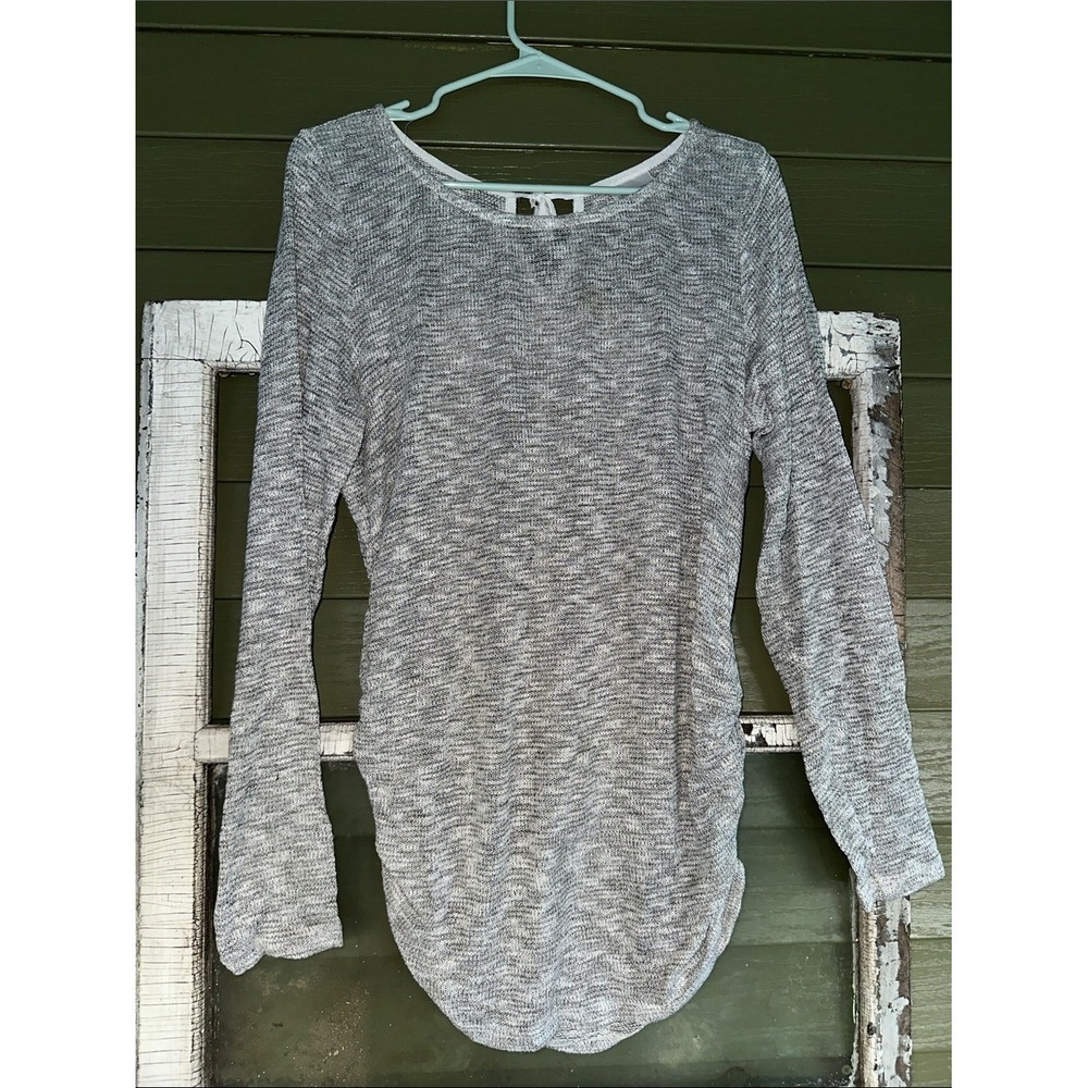 Motherhood Maternity Grey Space Dye Ruched Long Sleeve Top XL